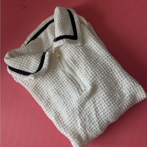 Summer Linen Sweater with Black Trim